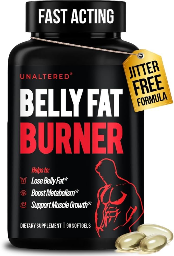 UNALTERED Belly Fat Burner for Men – Natural Weight Loss Pills to Support Reduced Body Fat, Preservation of Lean Muscle Mass, and a Healthy Metabolism – CLA Dietary Supplement – 90 Softgel Capsules
