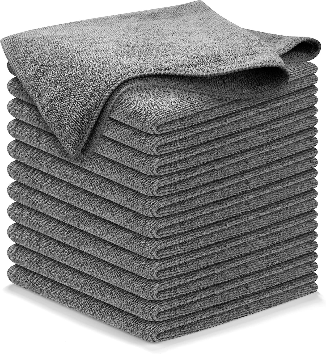 USANOOKS Microfiber Cleaning Cloth Grey – 12 Pcs (12.5″x12.5″) – High Performance – 1200 Washes, Ultra Absorbent Microfiber Towel Weave Grime & Liquid for Streak-Free Mirror Shine – Car Washing Cloth
