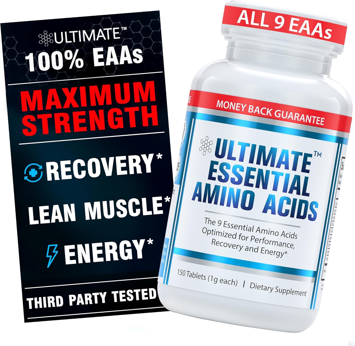 Ultimate Essential Amino Acids Supplement for Cutting, Fasting & Workouts – All 9 EAAs, 3000mg – 40% Leucine, 4:1:1 BCAA Ratio – Binder-Free with Organic Coating – Vegan, Keto, Non-GMO – 150 Tablets