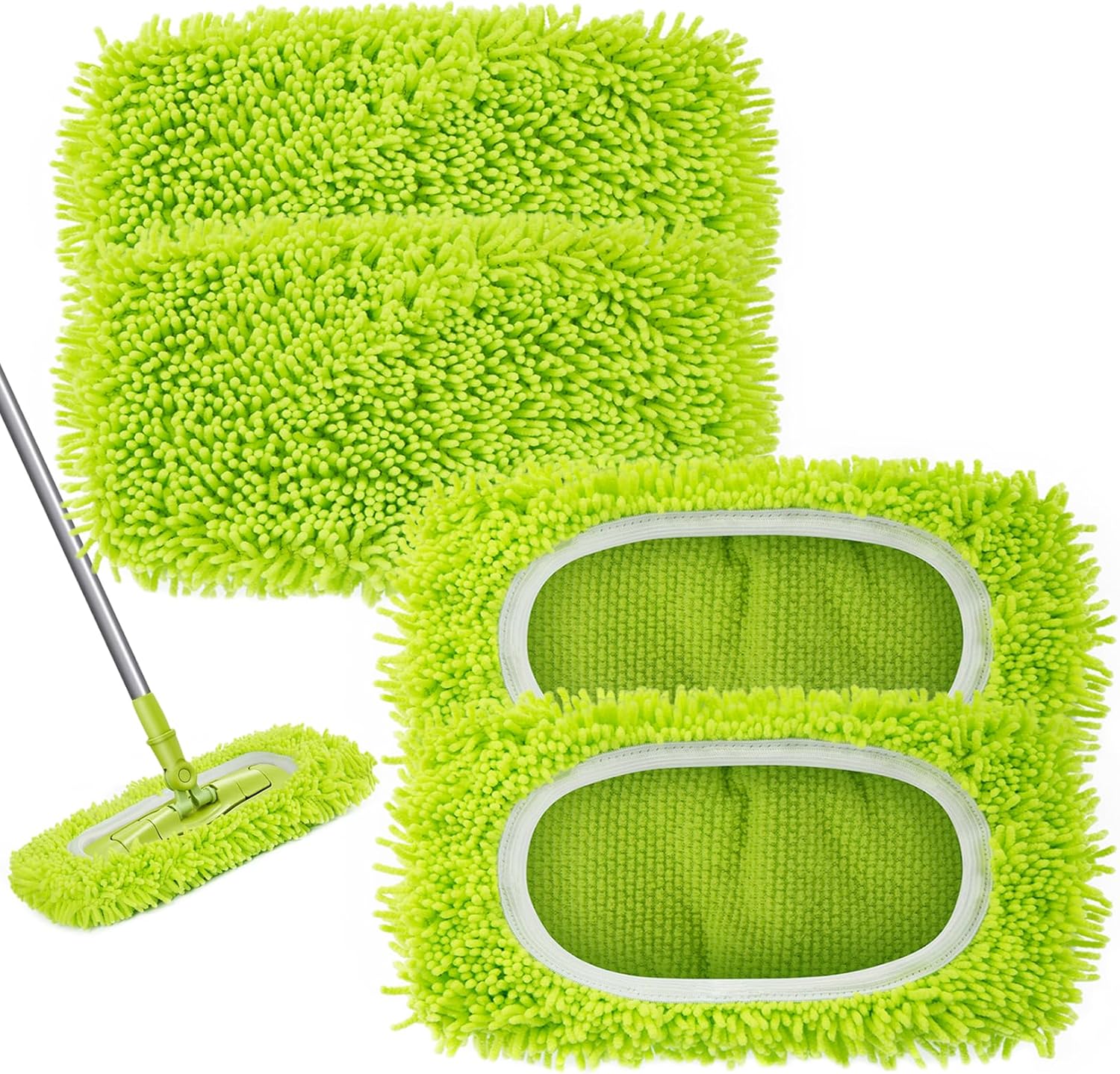 Unoutur Reusable Dry Sweeping Cloths Microfiber Wet Mop Pads Compatible with Swiffer Sweeper Mop Replacement Sweeping Mopping pad Refills for Hardwood Surface Floor Cleaning (4PCS)