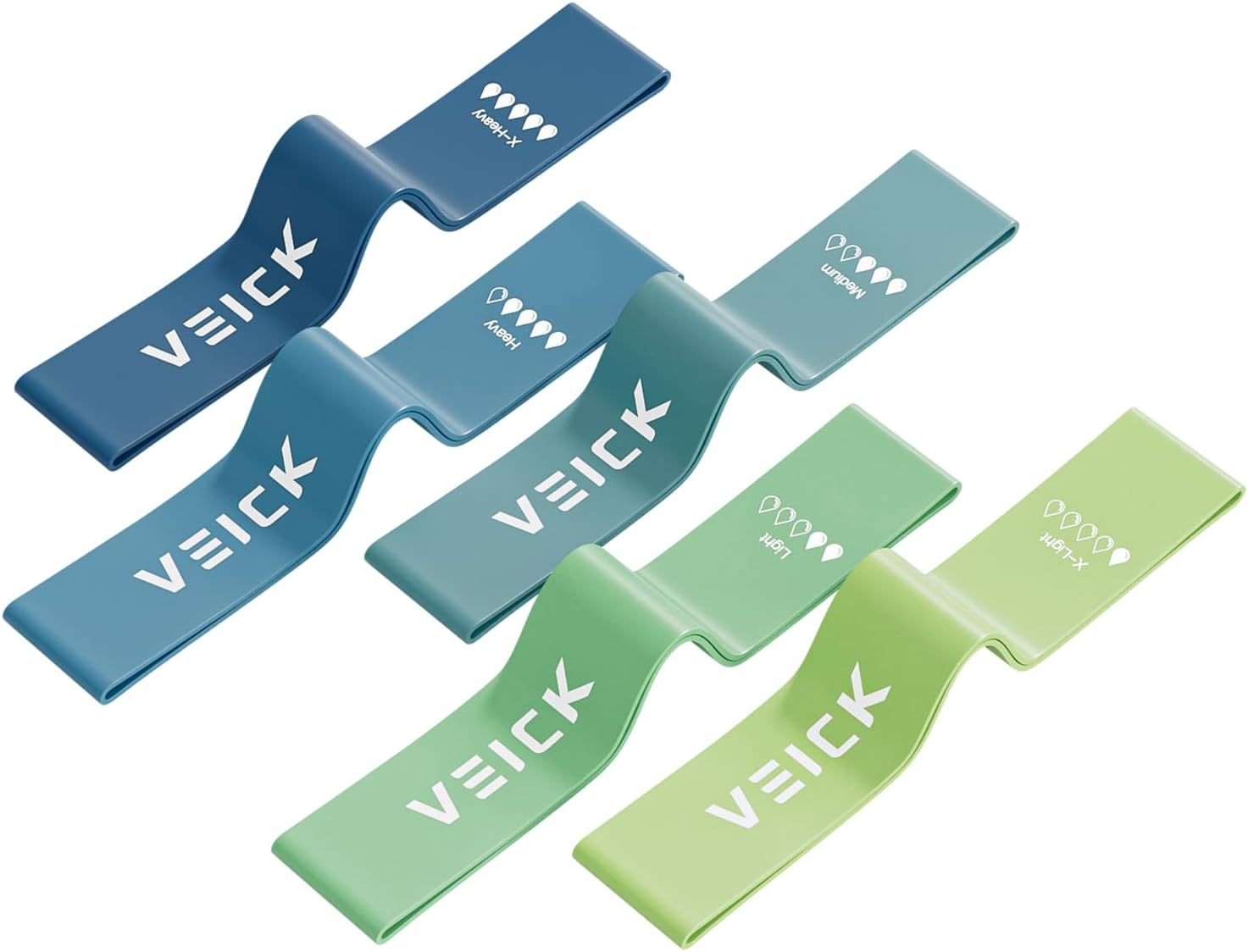 VEICK Resistance Loop Exercise Bands, Elastic Workout Bands for Men Women, Set of 5 Different Resistance Levels Stretch Band for Home Fitness Stretching Strength Training