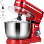 VIVOHOME 4.75 Quart Stand Mixer, 8 Speed Kitchen Electric Food Mixer, Household Stand Mixer for Baking, Cake, Bread with Beater, Dough Hook, Wire Whip and Egg Separator, Red