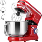 VIVOHOME Stand Mixer, 660W 10 Speed 6 Quart Tilt-Head Kitchen Electric Food Mixer with Beater, Dough Hook, Wire Whip and Egg Separator, Red