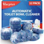 Vacplus Automatic Toilet Bowl Cleaner Tablets, Drop-In Tank Cleaner for Bathroom, Prevent Stains & Deodorize, Long-Lasting Cleaning Tabs, Easy-Use Freshener for Bowl & Tank, 12 Pack