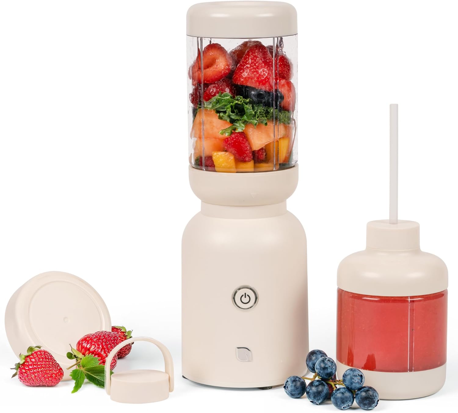 WILLOW Eco Series Warrior Blender, Compact Personal Blender for Smoothies, Shakes & Ice Crushing, One-Button-Operation Smoothie Maker, 600 Watt Base, Includes 30 OZ Cup + To-Go Cup with 2 Lids