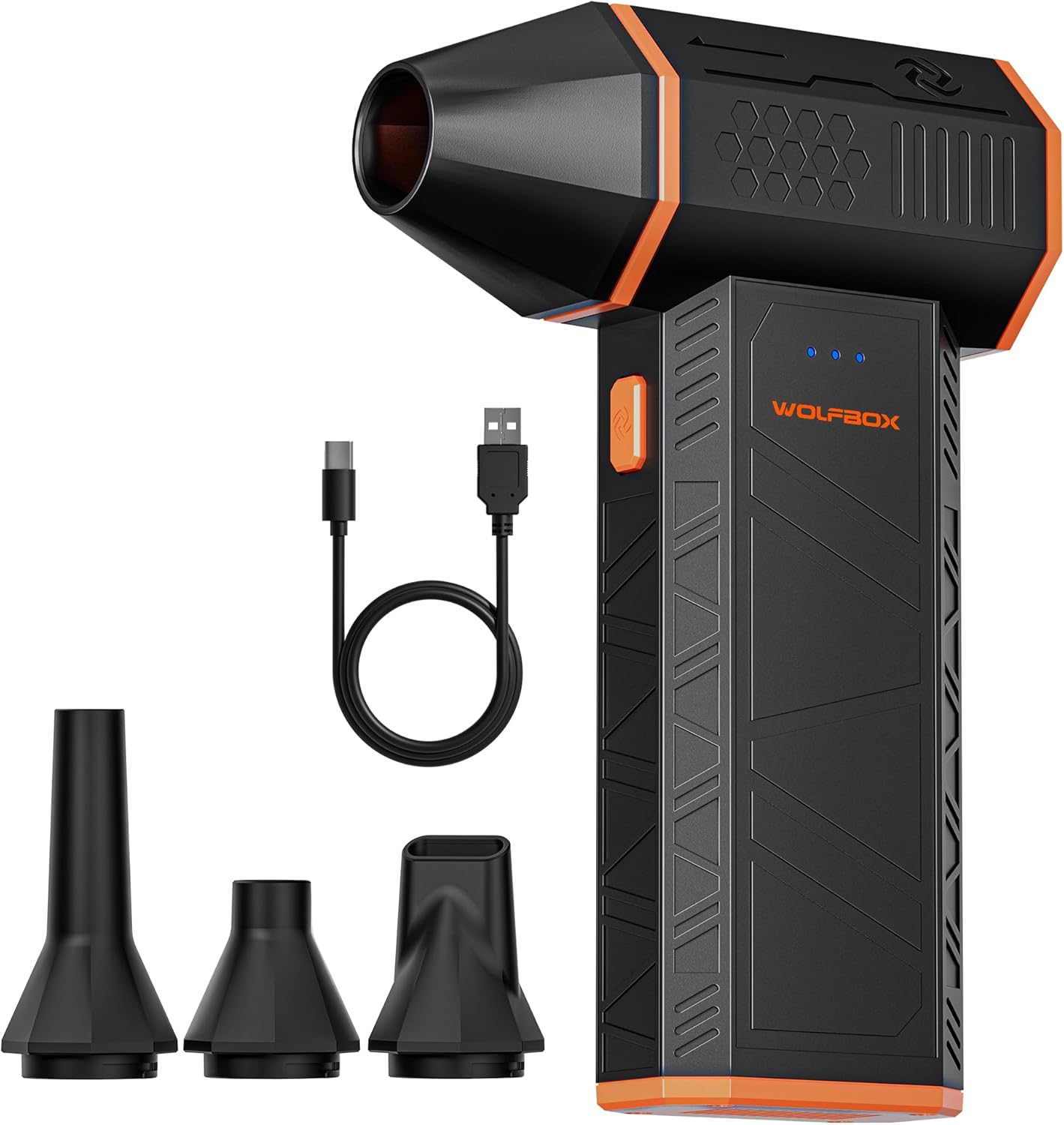 WOLFBOX MegaFlow 50 Compressed Air Duster-110000RPM Super Power Electric Air Duster, 3-Gear Adjustable Mini Blower with Fast Charging, Dust Blower for Computer, Keyboard, House, Outdoor and Car