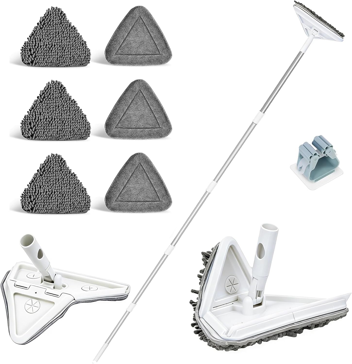 Wall Cleaner Mop with 80″ Long Handle.3-in-1 Ceiling Cleaning Tool Duster with 180° Foldable & 360° Rotating Head. Includes 6 Washable Pads for Walls, Baseboards, Windows & Floors. No Ladder Needed.