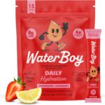 Waterboy Daily Hydration | 1,570mg Electrolyte Powder Packets | No Sugar, All Natural, Gluten Free, Zero Calories | 15 Drink Stick Mixes (Strawberry Lemonade)