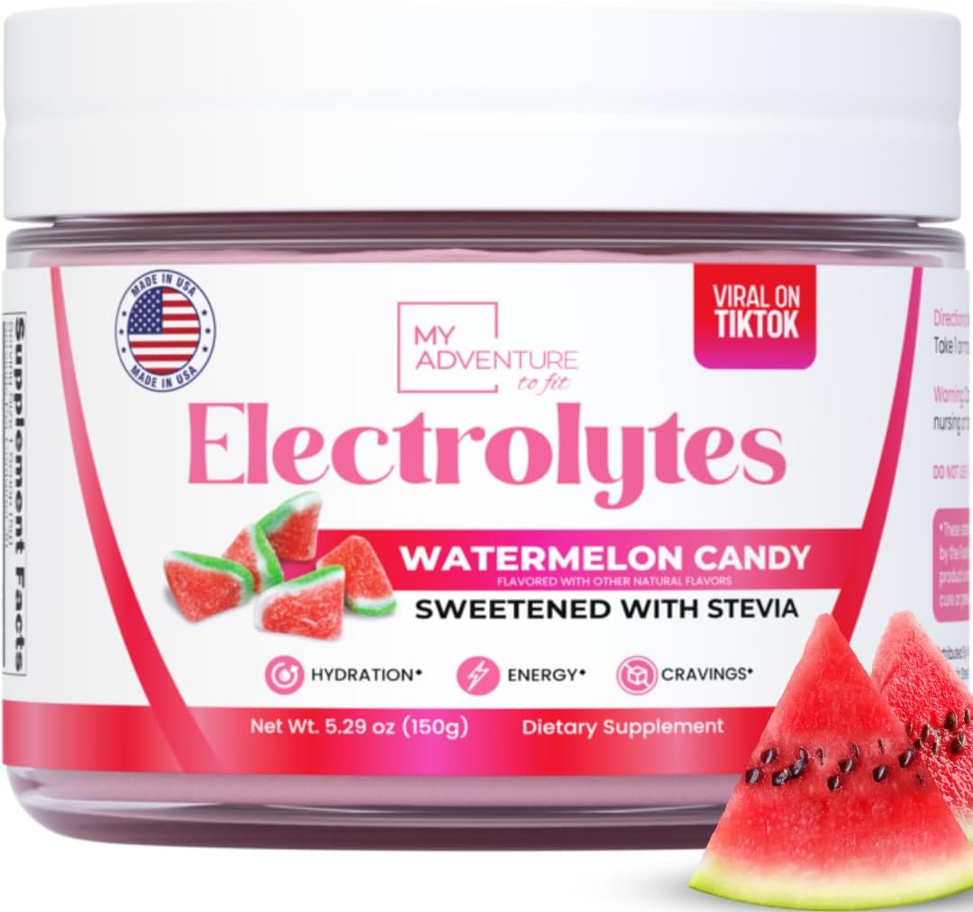 Watermelon Candy Electrolytes Powder – Sugar-Free Hydration Drink Mix with 623 mg Potassium – Clean Ingredients – Vegan, Keto & Paleo Friendly – Caffeine-Free Electrolyte Supplement (30 Servings)