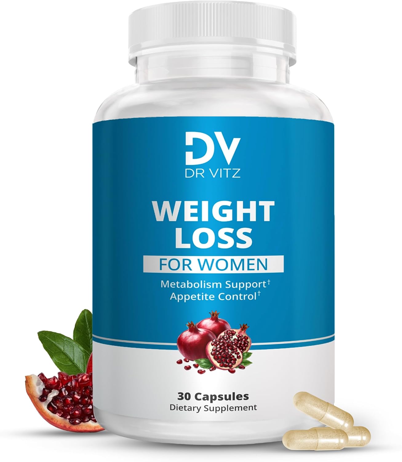 Weight Loss Pills for Women – Fat Burner & Appetite Suppressant – Metabolism Booster with Chromium, Green Tea & Guarana – 30 Capsules – Caffeine Anhydrous for Energy Support