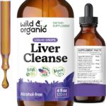 Wild & Organic Liver Cleanse Detox Tincture - Milk Thistle, Dandelion Root Herbal Complex - Liquid Liver Support Supplement - Vegan, Sugar & Alcohol-Free Milk Thistle Drops - 4 fl oz