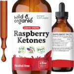 Wild & Organic Raspberry Ketones Liquid Drops - Vegan Raspberry Ketones Supplement for Overall Well-Being - 5-Month Supply - Non-GMO, No Alcohol & Sugar - 4 fl oz