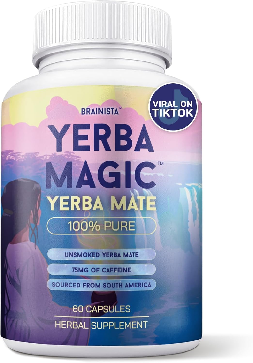 Yerba Magic Yerba Mate Capsules – 100% Pure Extract, High Potency Energy & Focus – 75mg Clean Caffeine Yerba Mate Pill, No Jitters, No Fillers – Unsmoked, South American Sourced – 60 Day Supply