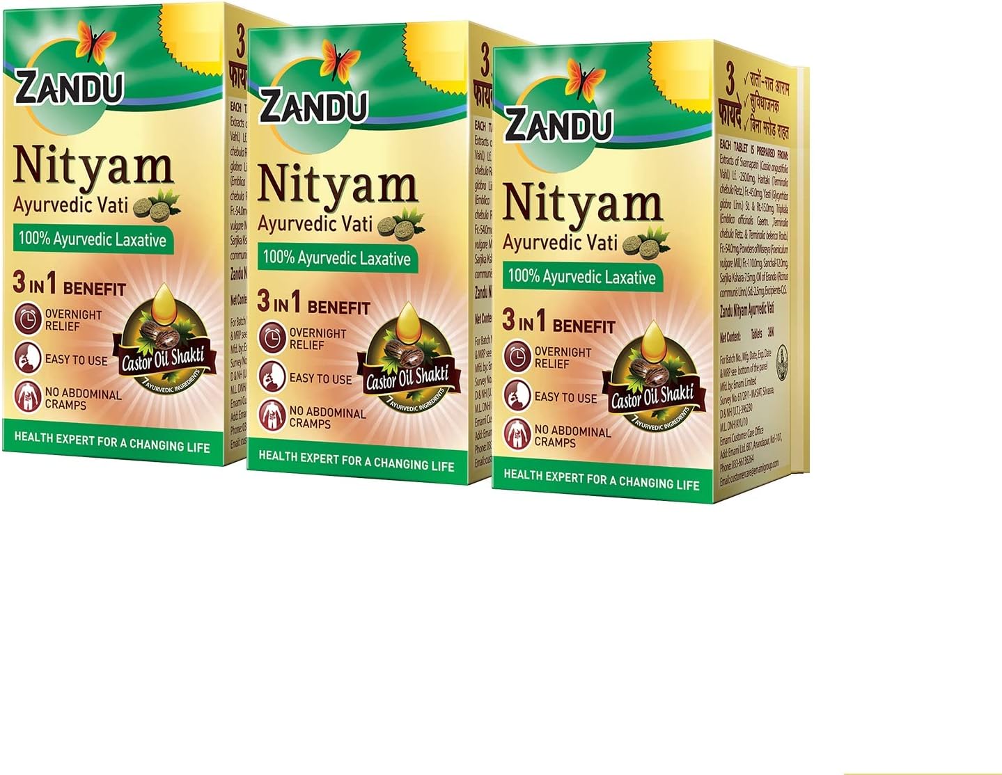 Zandu Ayurvedic Nityam Tablets | Made with 7 Ayurvedic Ingredients | Herbal Supplement for Bowel Movement | Helps in Body Detoxification & Nutrient Absorption | 30 Tabs (Pack of 3)
