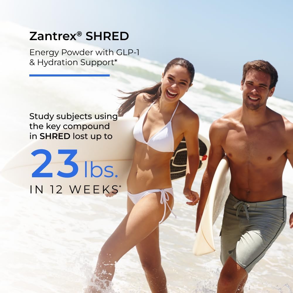 Zantrex Shred – Clean Energy Drink Powder – GLP-1 Support Supplement – Appetite Support, Weight Management, Hydration Support, Fat Burning, Metabolism Support – 200mg Caffeine – Colada Kick, 30 SVG.