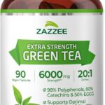 Zazzee Extra Strength Green Tea 20:1 Extract, 50% EGCG, 98% Polyphenols, 80% Catechins, 90 Vegan Capsules, 3 Month Supply, Certified Kosher, Antioxidant & Metabolism Support, Non-GMO, Made in the USA