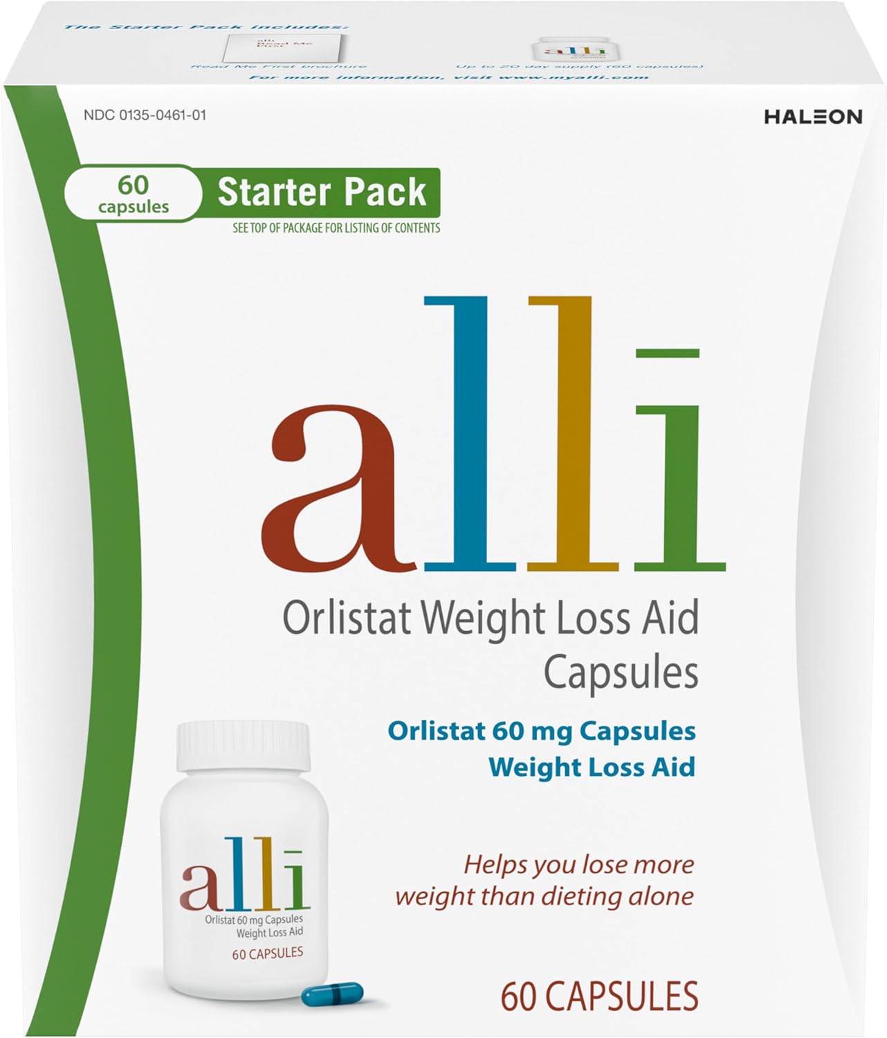 alli Diet Weight Loss Supplement Pills, Orlistat 60mg Capsules Starter Pack, Non prescription weight loss aid, 60 count(Pack of 1)