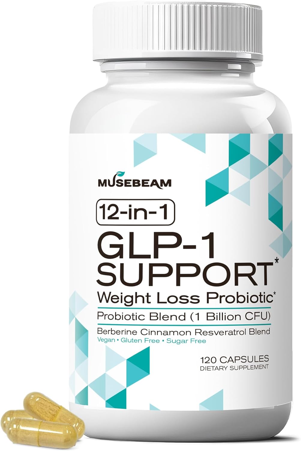 musebeam GLP-1 Support Probiotic Weight Loss Supplement – Women Men GLP1 Support with Berberine – Appetite Suppressant Hunger Control Metabolism Fat Burn & Gut Health Support