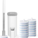 oshang Disposable Toilet Brush - Toilet Bowl Cleaner, Toilet Cleaning Supplies, Toilet Brush with Holder, 14 Refills for Deep Cleaning and Hygienic Bathroom Maintenance